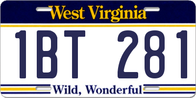 WV license plate 1BT281
