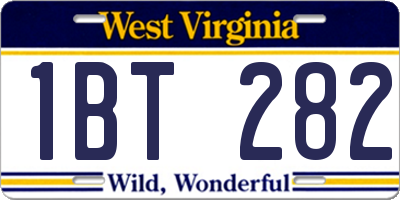 WV license plate 1BT282