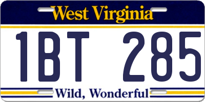WV license plate 1BT285