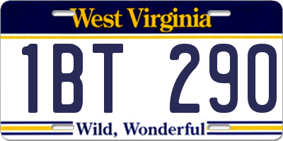 WV license plate 1BT290