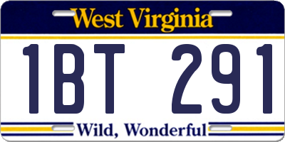 WV license plate 1BT291
