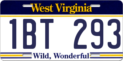 WV license plate 1BT293