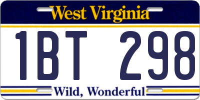 WV license plate 1BT298