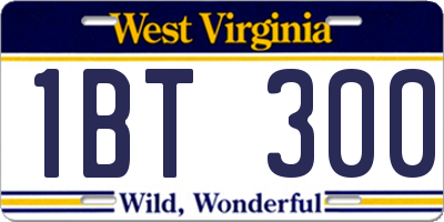 WV license plate 1BT300