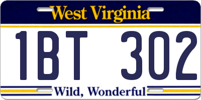 WV license plate 1BT302