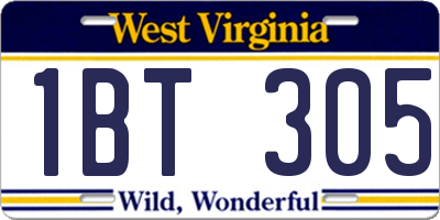WV license plate 1BT305