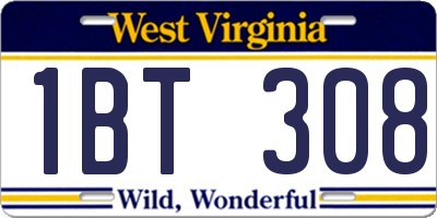 WV license plate 1BT308