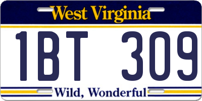 WV license plate 1BT309