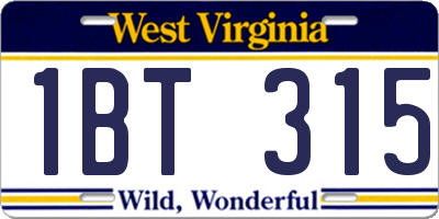 WV license plate 1BT315