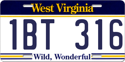 WV license plate 1BT316