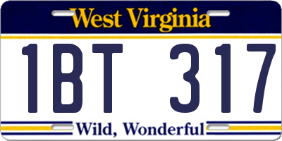 WV license plate 1BT317