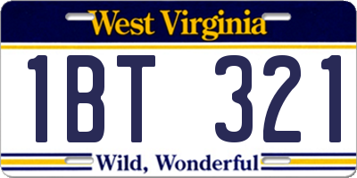 WV license plate 1BT321