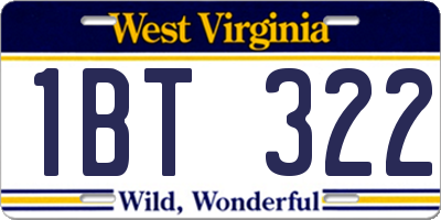 WV license plate 1BT322