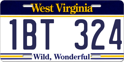 WV license plate 1BT324