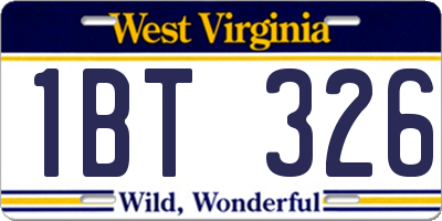 WV license plate 1BT326