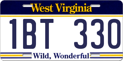 WV license plate 1BT330