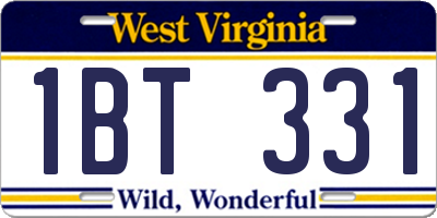 WV license plate 1BT331
