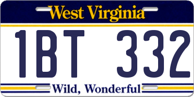 WV license plate 1BT332