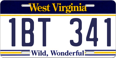 WV license plate 1BT341