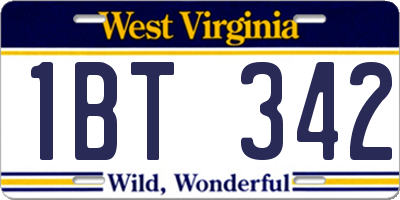 WV license plate 1BT342