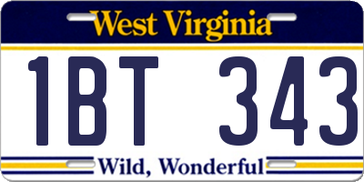 WV license plate 1BT343