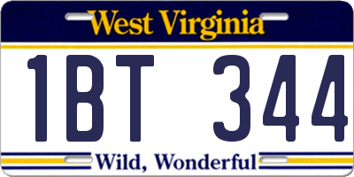 WV license plate 1BT344