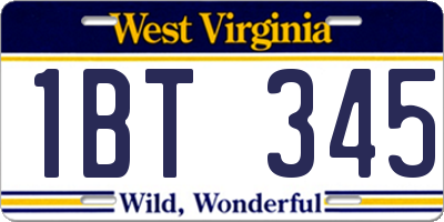 WV license plate 1BT345
