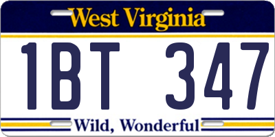 WV license plate 1BT347