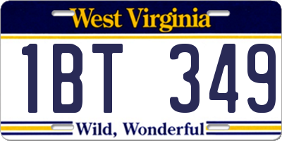 WV license plate 1BT349