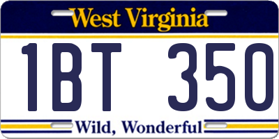 WV license plate 1BT350