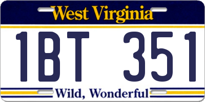 WV license plate 1BT351