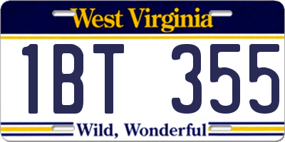 WV license plate 1BT355