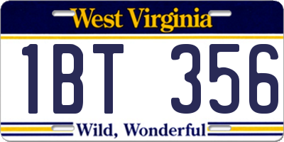 WV license plate 1BT356