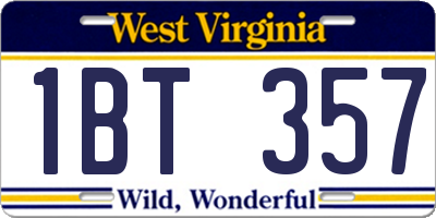 WV license plate 1BT357