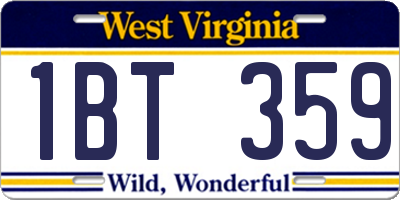 WV license plate 1BT359