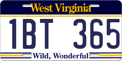 WV license plate 1BT365