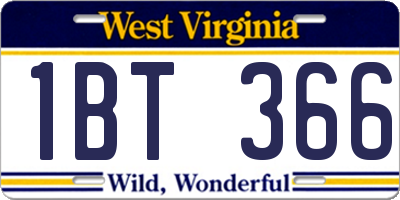 WV license plate 1BT366
