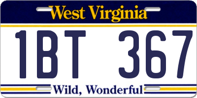 WV license plate 1BT367