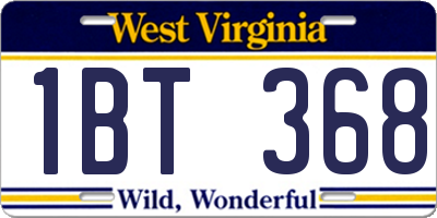 WV license plate 1BT368
