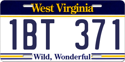 WV license plate 1BT371