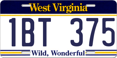 WV license plate 1BT375