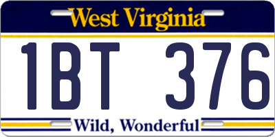 WV license plate 1BT376