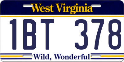 WV license plate 1BT378