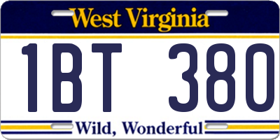 WV license plate 1BT380