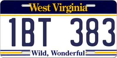 WV license plate 1BT383