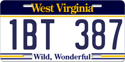 WV license plate 1BT387