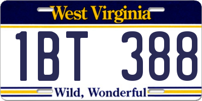 WV license plate 1BT388
