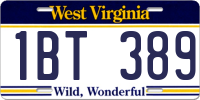 WV license plate 1BT389