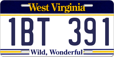 WV license plate 1BT391