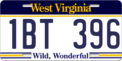 WV license plate 1BT396